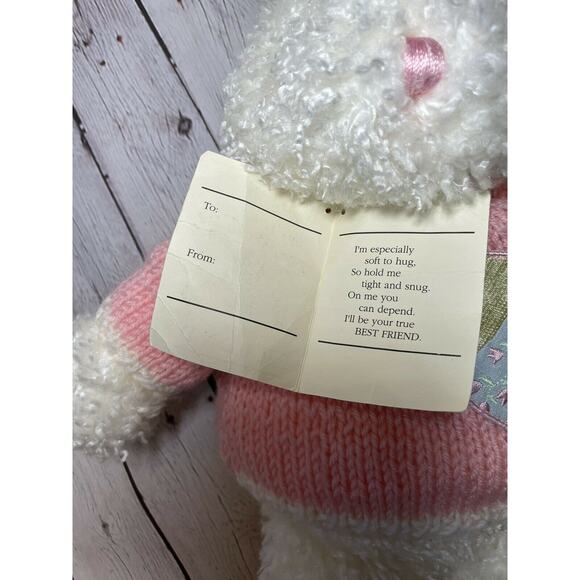 1985 AMC Best Friends White Rabbit 15" Plush w/ Pink Sweater Easter Egg with Tag - Picture 6 of 6